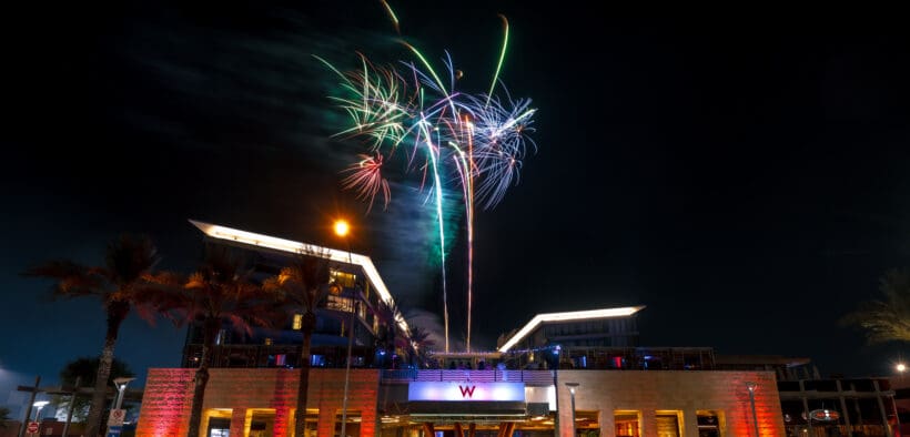 Fireworks about the W Scottsdale for the Fourth of July.