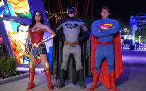 Wonder Woman, Batman and Superman characters are lined-up as part of Six Flags Magic Mountain's DC Heroes and Villains Fest.