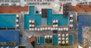 An aerial view of Devossion by Live Aqua beachfront adults-only hotel in Playa del Carmen.