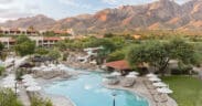 An aerial view of The Westin La Paloma Resort & Spa in Tucson with its pool and property.