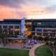 An evening view of GSQ shopping area and City Hall in Goodyear.