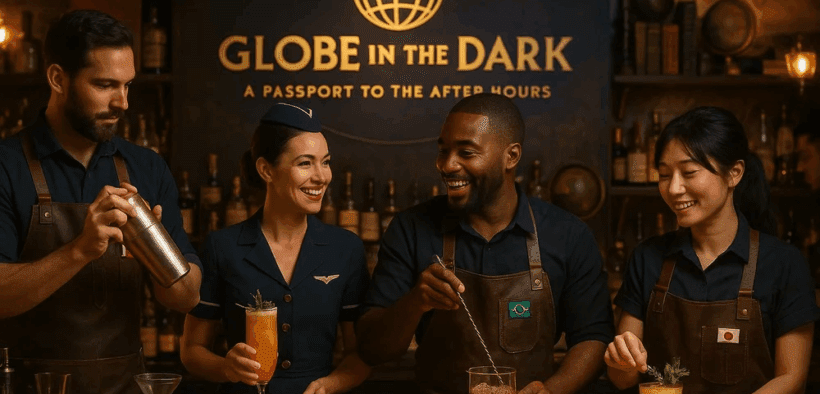 Four mixologists make cocktails together at Globe in the Dark at Desert Ridge Marketplace.