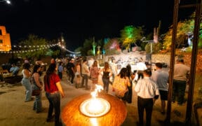 People line-dancing at The Phoenician Fall Fest at the Phoenician Resort.
