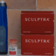 Biostimulator Sculptra product packaging and treatment device used for collagen stimulation.