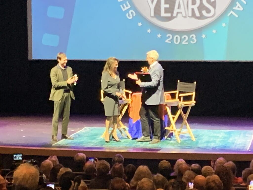 Film icon Jacqueline Bisset received the Lifetime Achievement Award at on stage at the Sedona International Film Festival in 2023, recognizing her remarkable legacy in cinema.