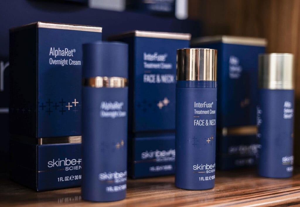 Skinbetter Science skincare products displayed at Facial Aesthetics in Westminster, Colorado.
