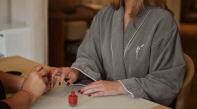 Guest receiving a manicure treatment at Windflower Spa at Hyatt Regency Hill Country Resort in San Antonio, Texas