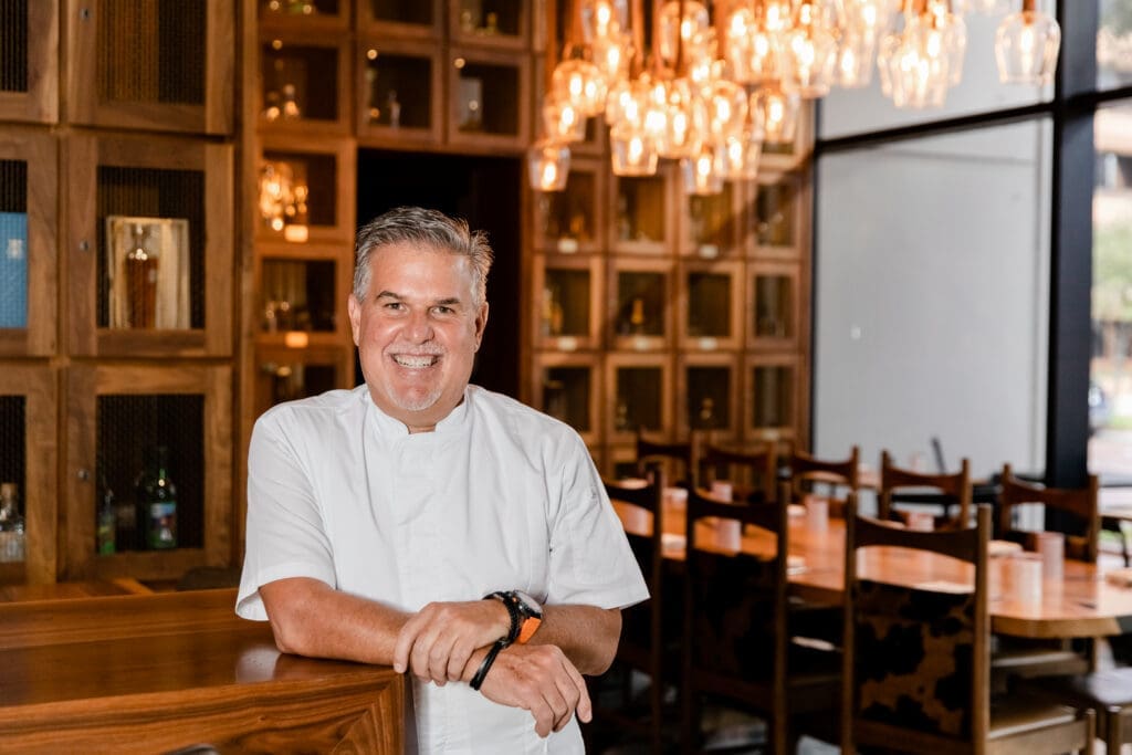 Chef Richard Sandoval inside his restaurant participating in the Viva Abejas pollinator awareness campaign.