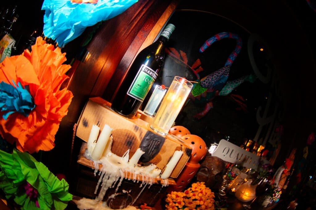 Cocktail and themed decor inside Grey Hen Rx in downtown Phoenix.