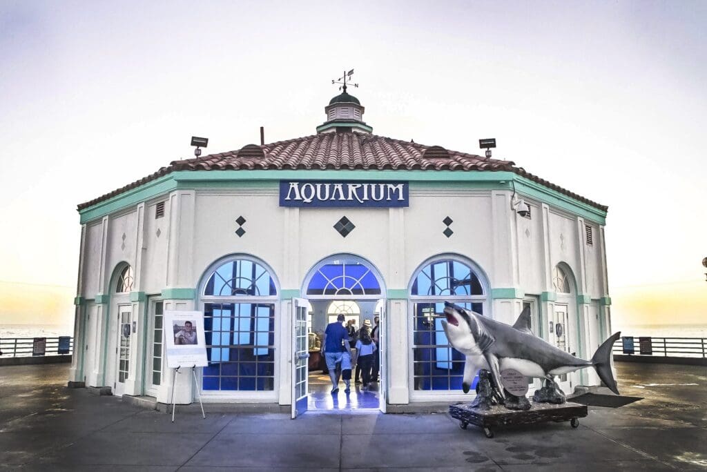 Roundhouse Aquarium is located at the end of the Manhattan Beach Pier in Southern California.