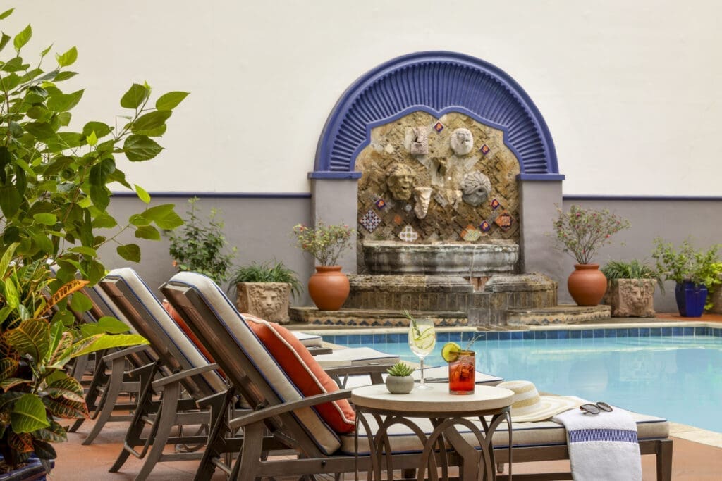 Courtyard pool at Omni La Mansión del Rio in San Antonio, Texas.