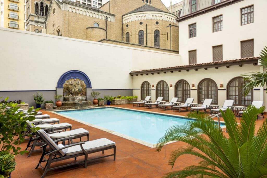 Courtyard pool at Omni La Mansión del Rio in San Antonio, Texas.