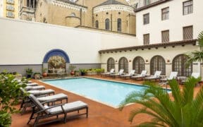 Courtyard pool at Omni La Mansión del Rio in San Antonio, Texas.