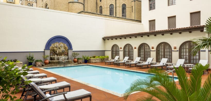 Courtyard pool at Omni La Mansión del Rio in San Antonio, Texas.