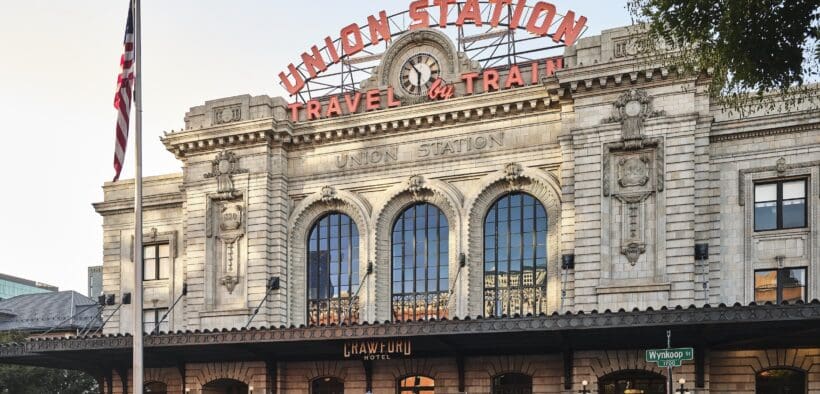 Exterior of Denver Union Station in downtown Denver, Colorado.