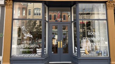 Exterior of Little Blue Pigeon bookstore in Larimer Square, Denver.