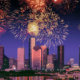 Fireworks burst above the Houston skyline during the Freedom Over Texas Independence Day celebration.