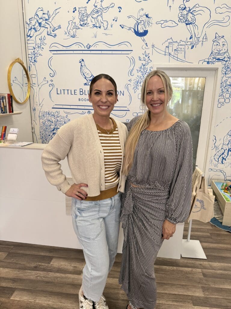 Paige Dungan and Erin Thorburn inside Little Blue Pigeon bookstore in Denver.