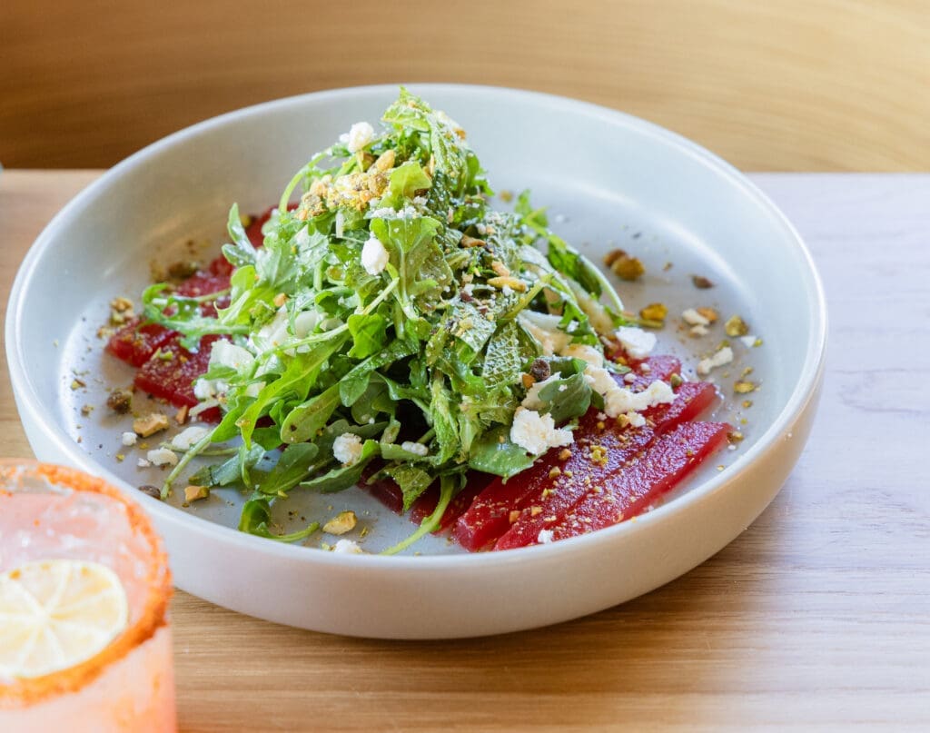 Summer melon salad served at CAYA restaurant in Edwards, Colorado.