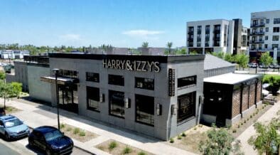 Exterior aerial view of Harry & Izzy's restaurant at PV in Paradise Valley, Arizona.