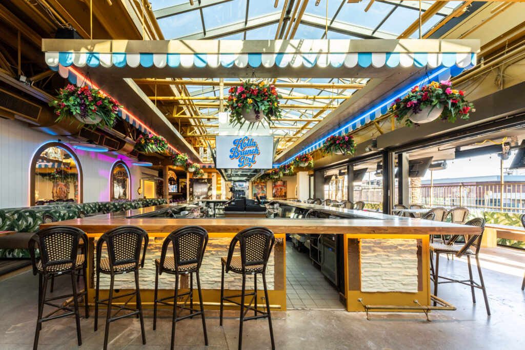 Rooftop bar and seating area at Holla Brunch Girl in Old Town Scottsdale