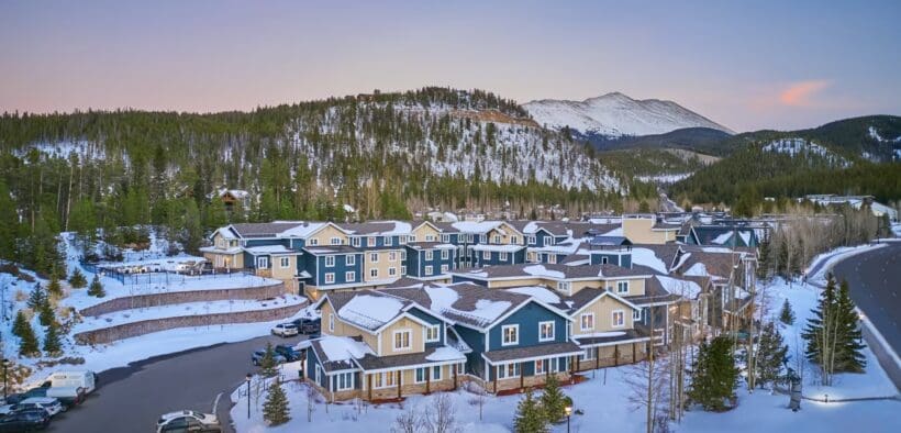 Residence Inn by Marriott Breckenridge surrounded by snow-covered mountains in Breckenridge, Colorado.