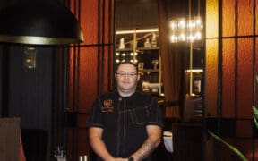 Chef Aaron Murphy standing inside Gregory’s Mesquite Grill in Mesquite, Nevada.