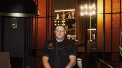 Chef Aaron Murphy standing inside Gregory’s Mesquite Grill in Mesquite, Nevada.