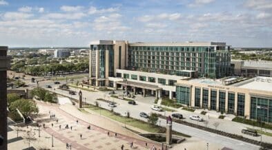 Texas A&M Hotel and Conference Center overlooking the Texas A&M University campus in College Station.